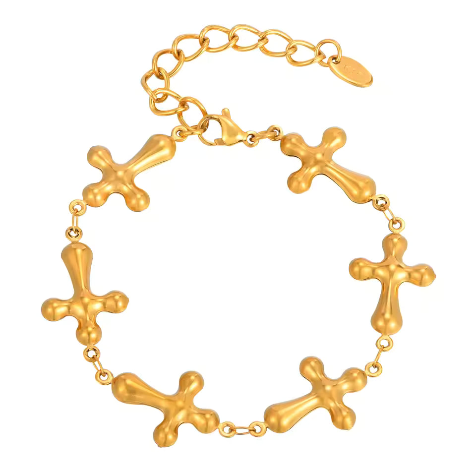 Edelstahl Kreuz Armband "Catena a croce placcata in oro no.5320" - PITANI
