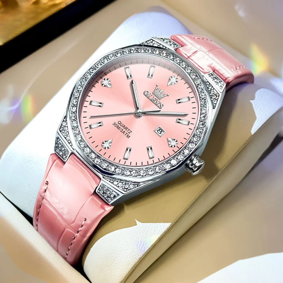 Leder Armbanduhr "Elegante Castone Con Diamanti Pieni no.3083" - PITANI