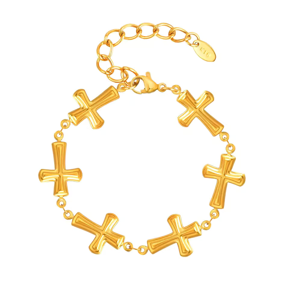 Edelstahl Kreuz Armband "Catena a croce placcata in oro no.5320" - PITANI