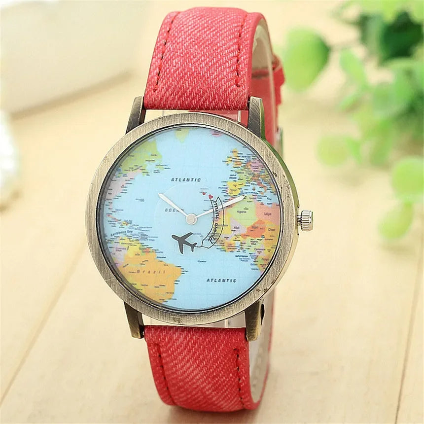 Weltkarte Leder Armbanduhr "Mappa Aereo no. 114" - PITANI