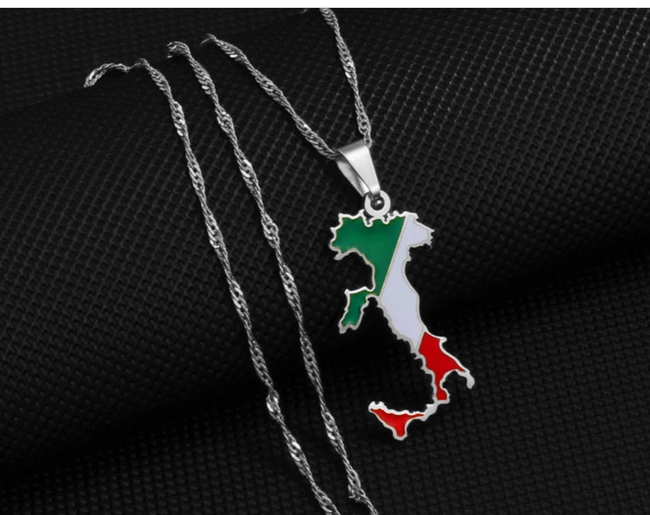 Edelstahl Halskette "Mappa Dell'Italia no.555" - PITANI