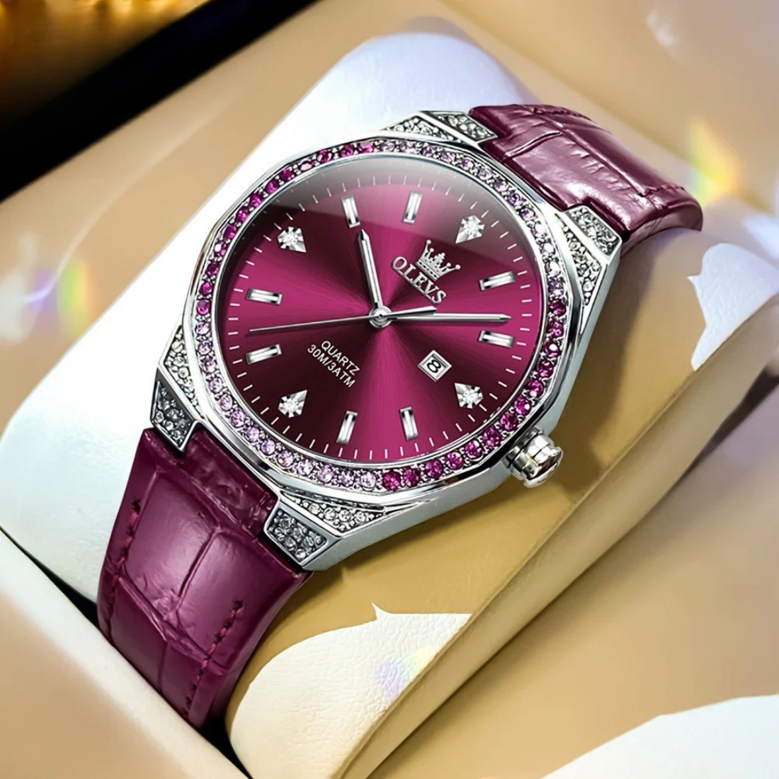 Leder Armbanduhr "Elegante Castone Con Diamanti Pieni no.3083" - PITANI