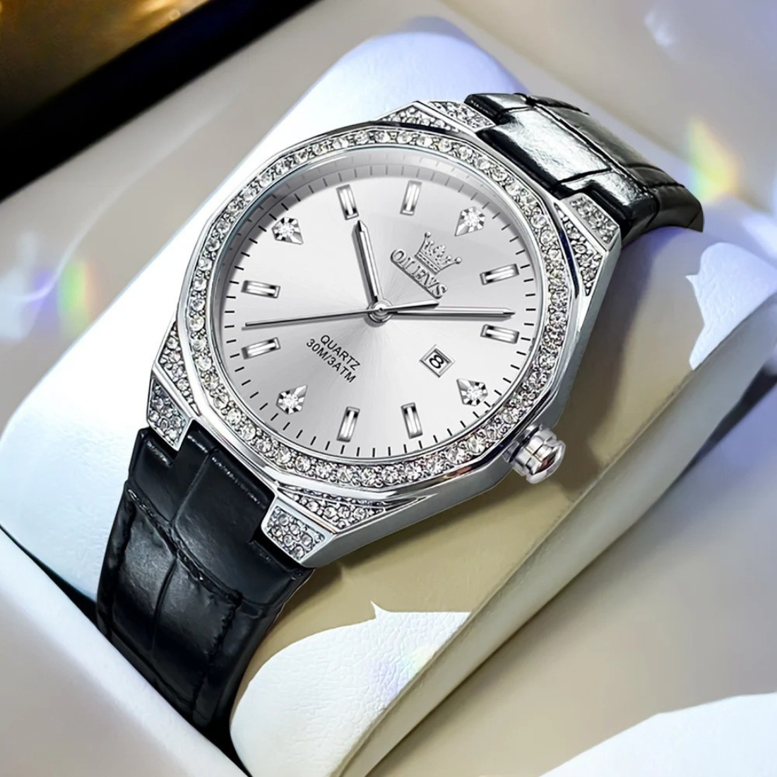Leder Armbanduhr "Elegante Castone Con Diamanti Pieni no.3083" - PITANI
