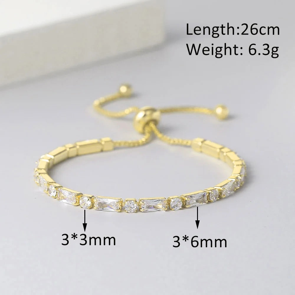 Edelstahl Glitzer Armband "Zircone Trasparente Regolabile no.5304"