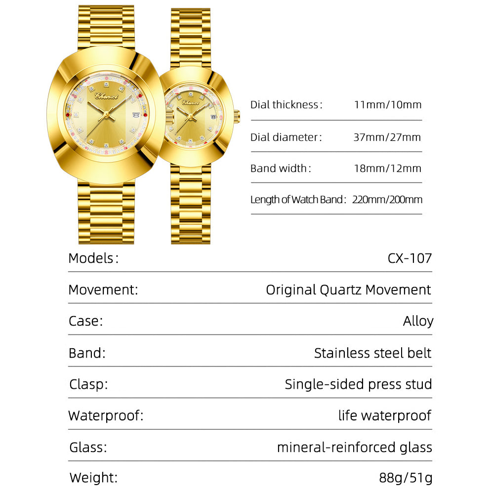 Elegante Damen & Herren Quarz-Armbanduhr – Elegantes Gold-Design Armbanduhr – no. 5360 - PITANI