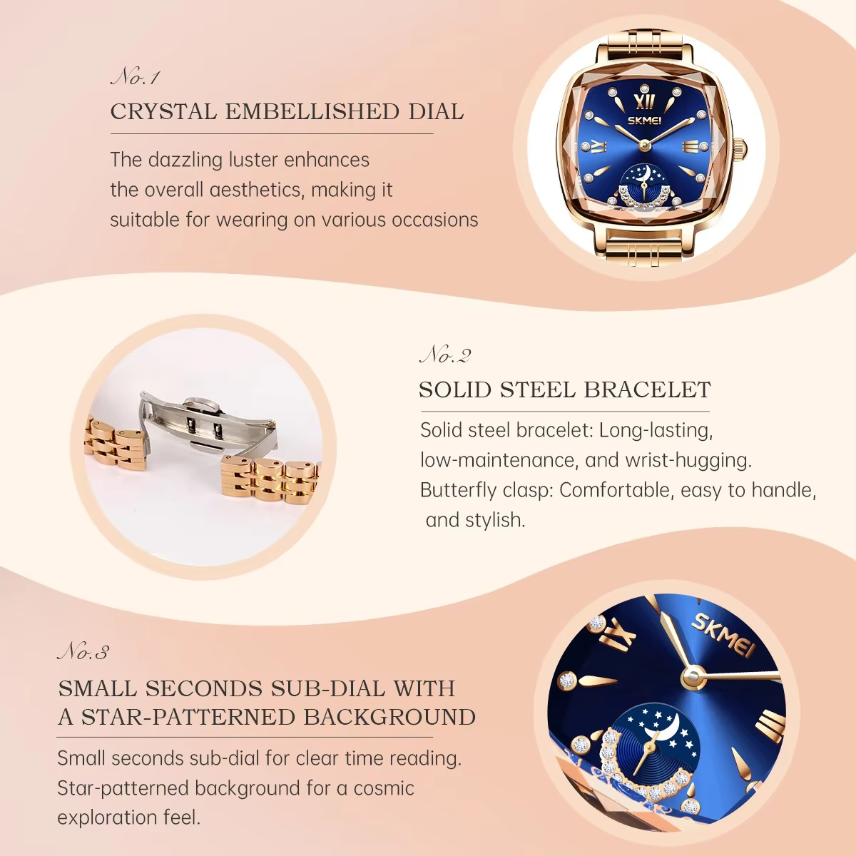 Quadratische Elegante Edelstahl Armbanduhr "Orologi eleganti no.3176" - PITANI