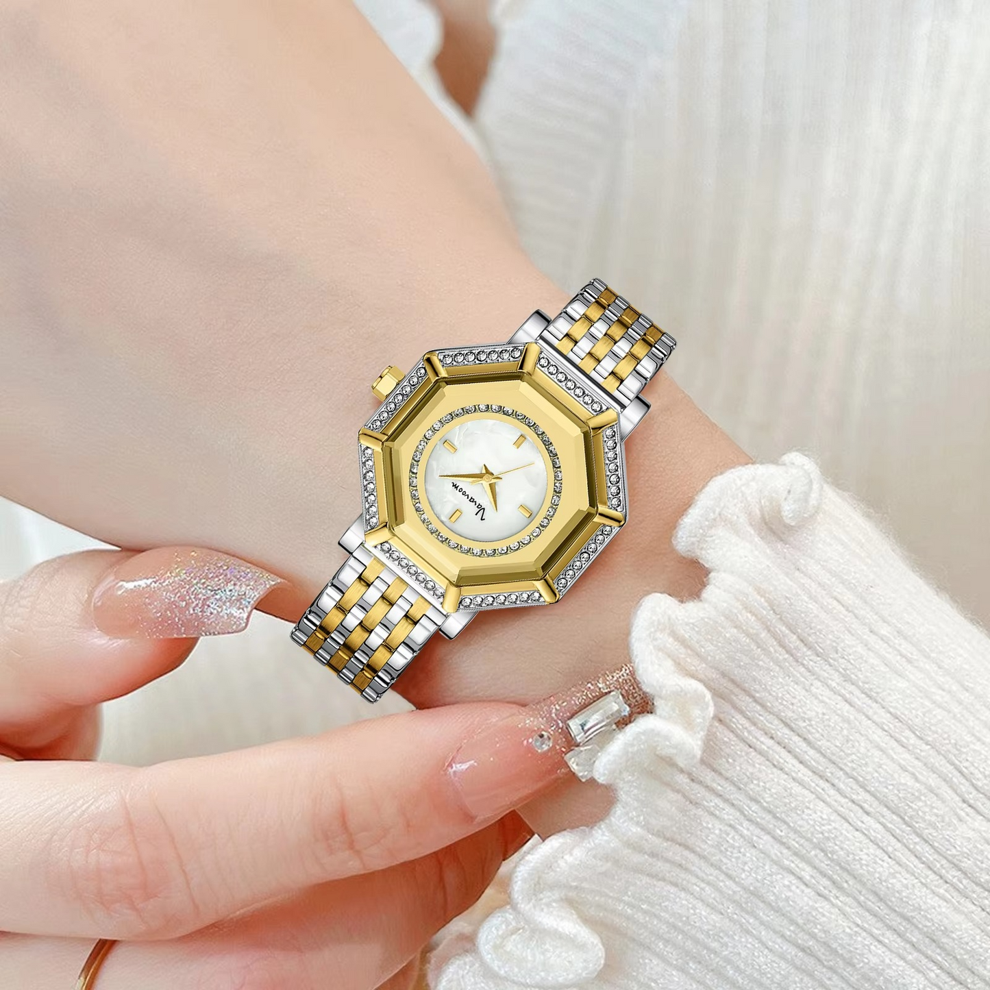 Geometrische Glitzer Edelstahl Armbanduhr "Splendido quarzo no.3177" - PITANI