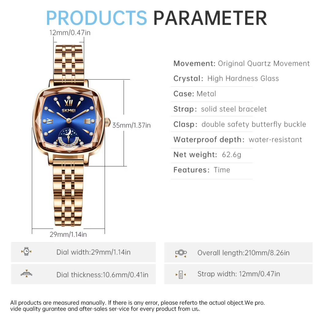 Quadratische Elegante Edelstahl Armbanduhr "Orologi eleganti no.3176" - PITANI