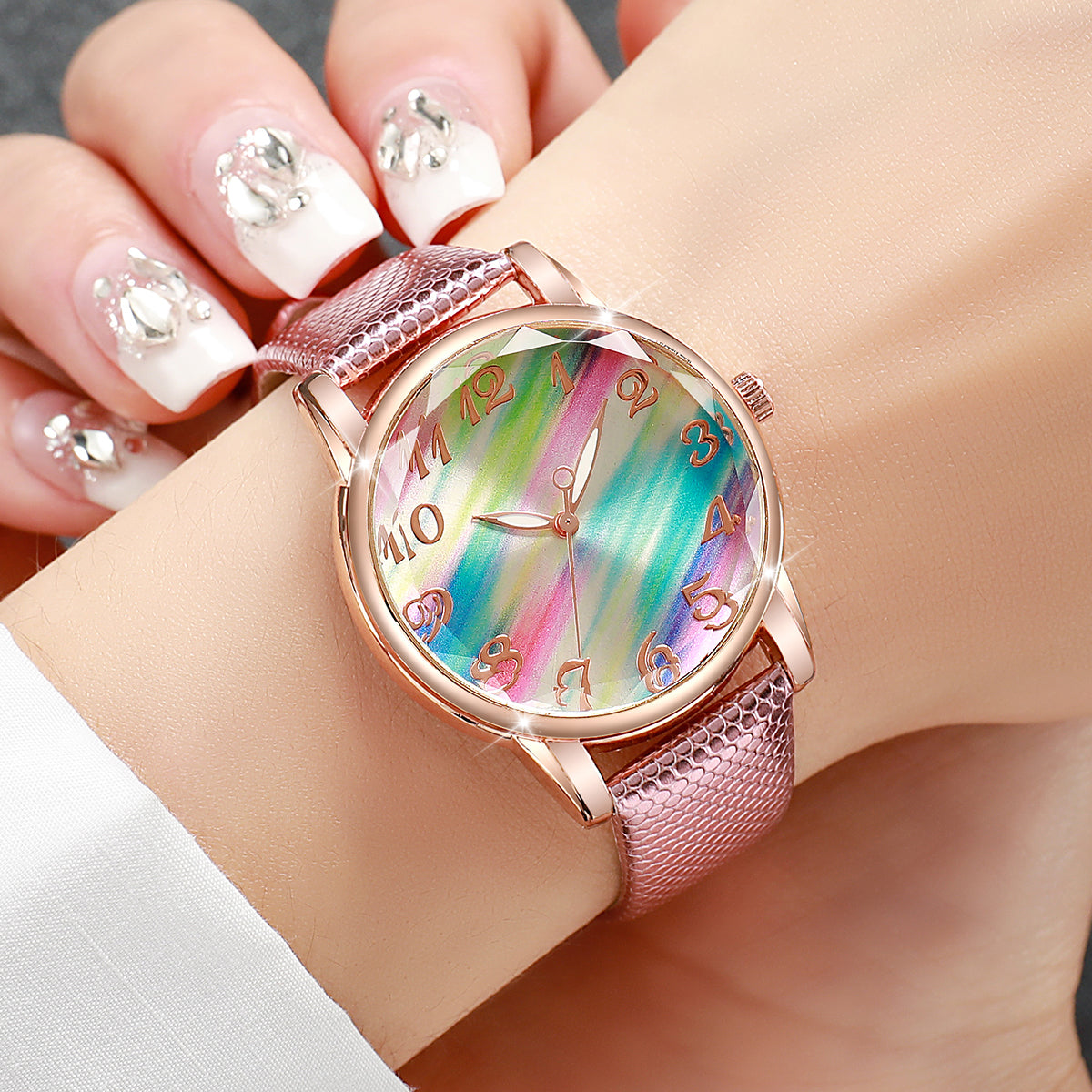 Modische Damen Armbanduhr mit Regenbogen-Zifferblatt – Analoge Quarzuhr Armbanduhr no.3299 - PITANI