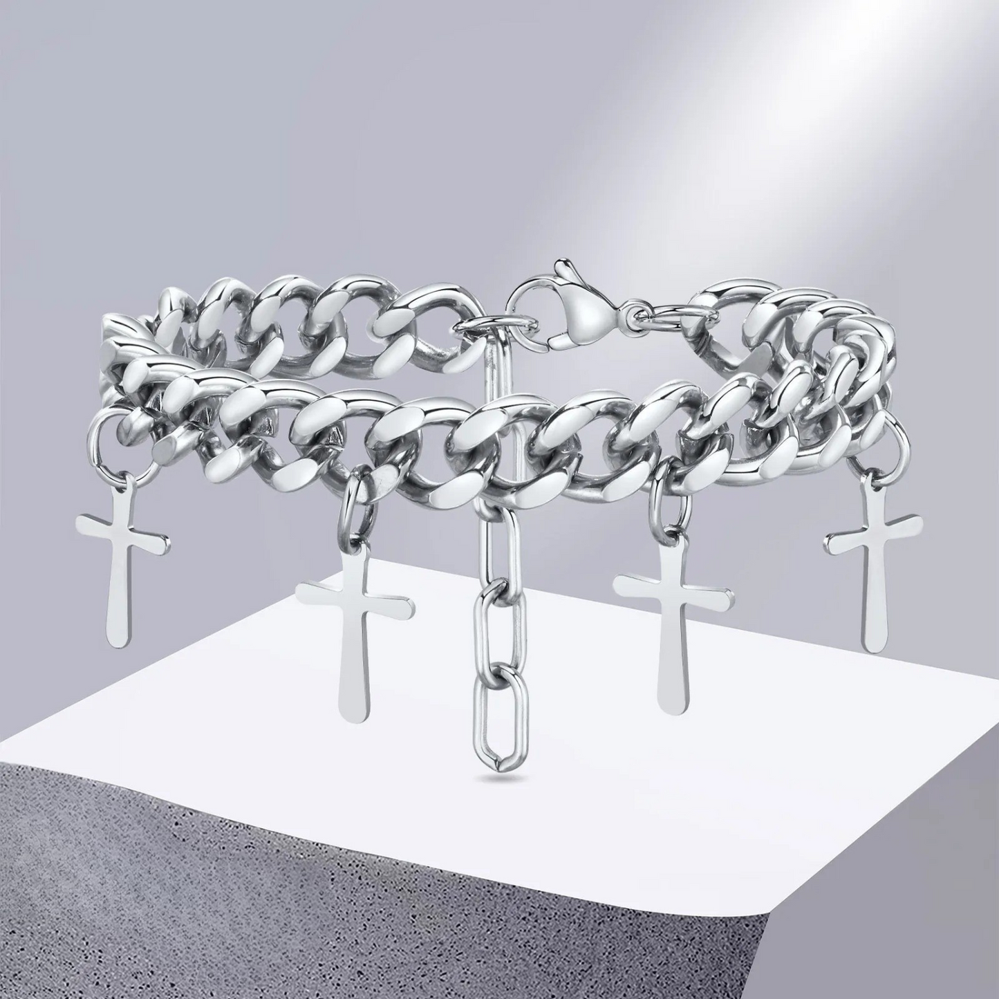 Edelstahl Kreuz Armband mit mehreren Kreuz-Anhänger "Ciondolo a Croce no.5215" - PITANI