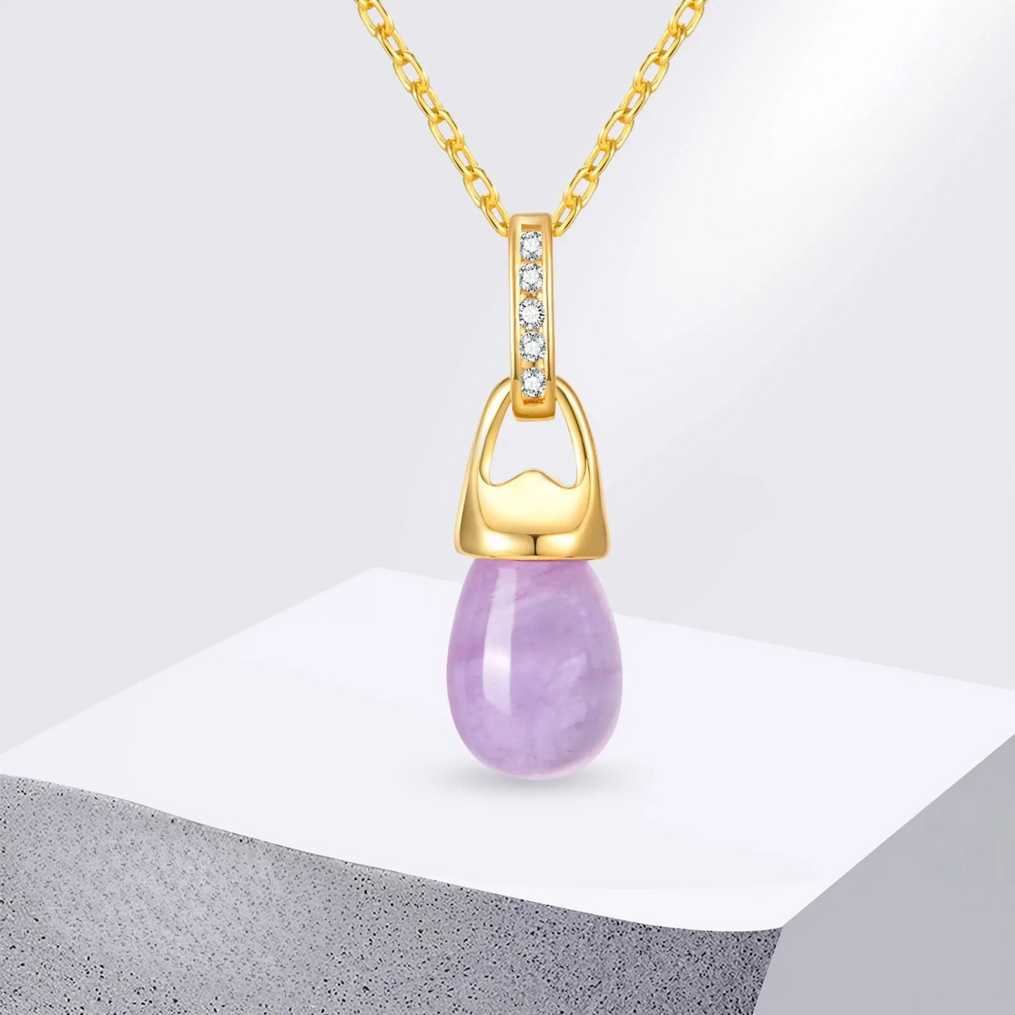 Edelstahl Halskette "Ciondolo a goccia di cristallo viola no.4231" - PITANI