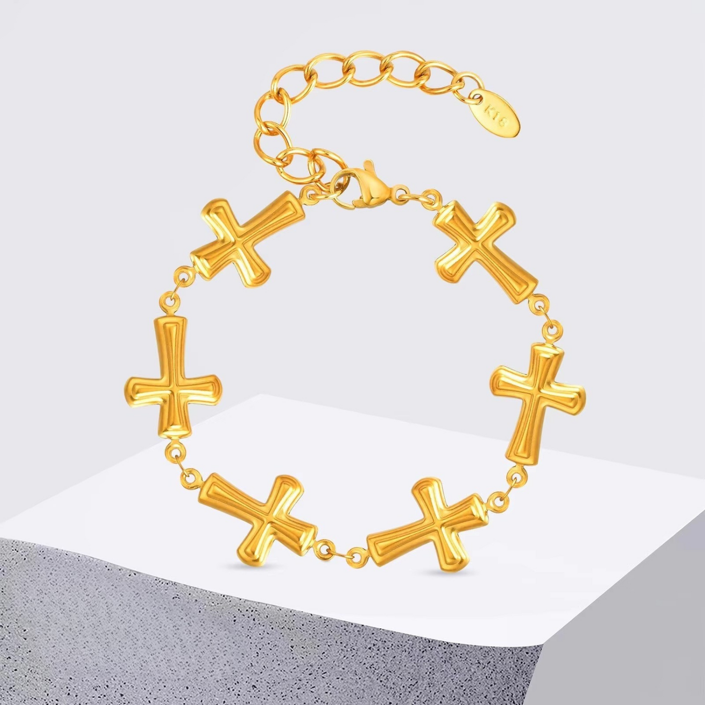 Edelstahl Kreuz Armband "Catena a croce placcata in oro no.5320" - PITANI