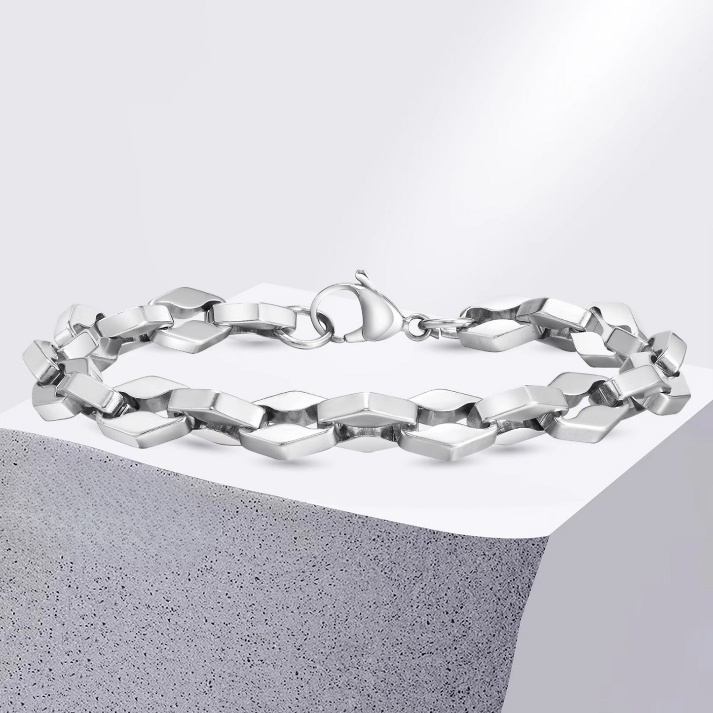 Raute Gliederkette Edelstahl Armband "Catena a Maglie Romboidali Semplici no.5316" - PITANI