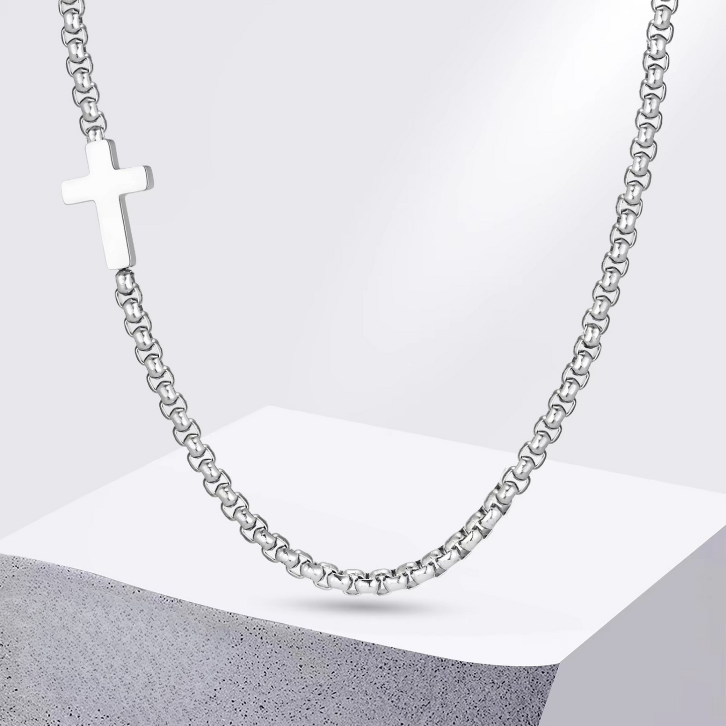 Edelstahl Kreuz Halskette "Collane con croce laterale no.4242" - PITANI