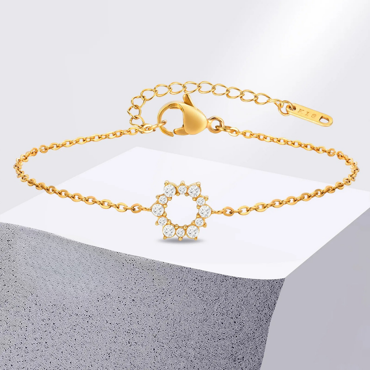 Edelstahl Armband mit Glitzerndem Sonnenblumen Motiv "Bracciali Girasole no.5208" - PITANI