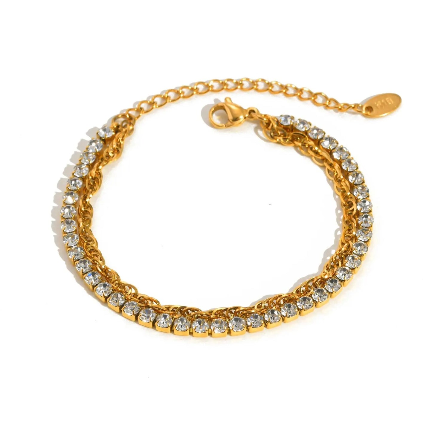 Zweifarbiges Edelstahl Glitzer Armband in Gold/Silber "Fascino a Catena no.5207" - PITANI