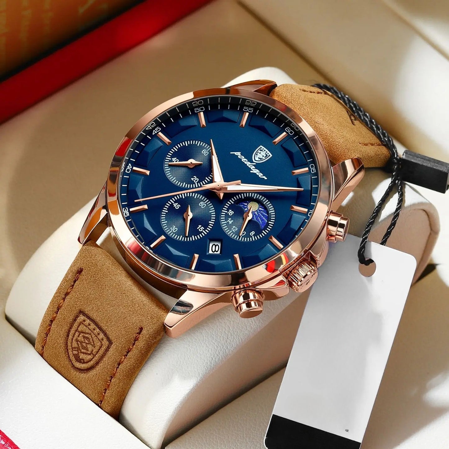 Edelstahl/Leder Armbanduhr "Orologio Impermeabile Luminoso no.414" - PITANI