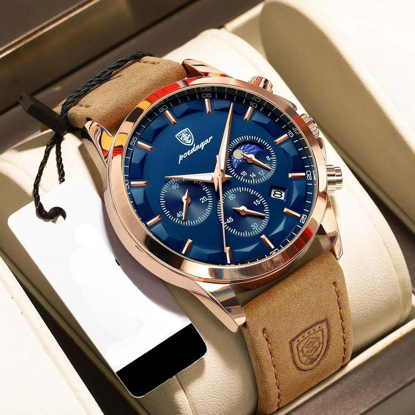 Edelstahl/Leder Armbanduhr "Orologio Impermeabile Luminoso no.414" - PITANI
