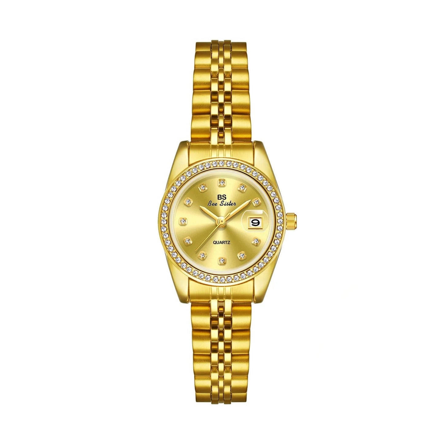 Edelstahl Armbanduhr mit glitzernder Lünette "Orologi Bracciale In Oro no.3158" - PITANI