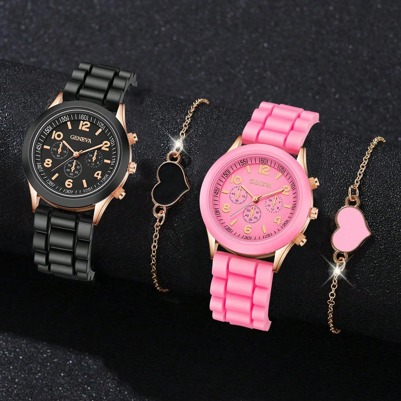 4-teiliges Partner Uhren-Schmuckset „Orologio Al Quarzo Love No.6798“ - PITANI