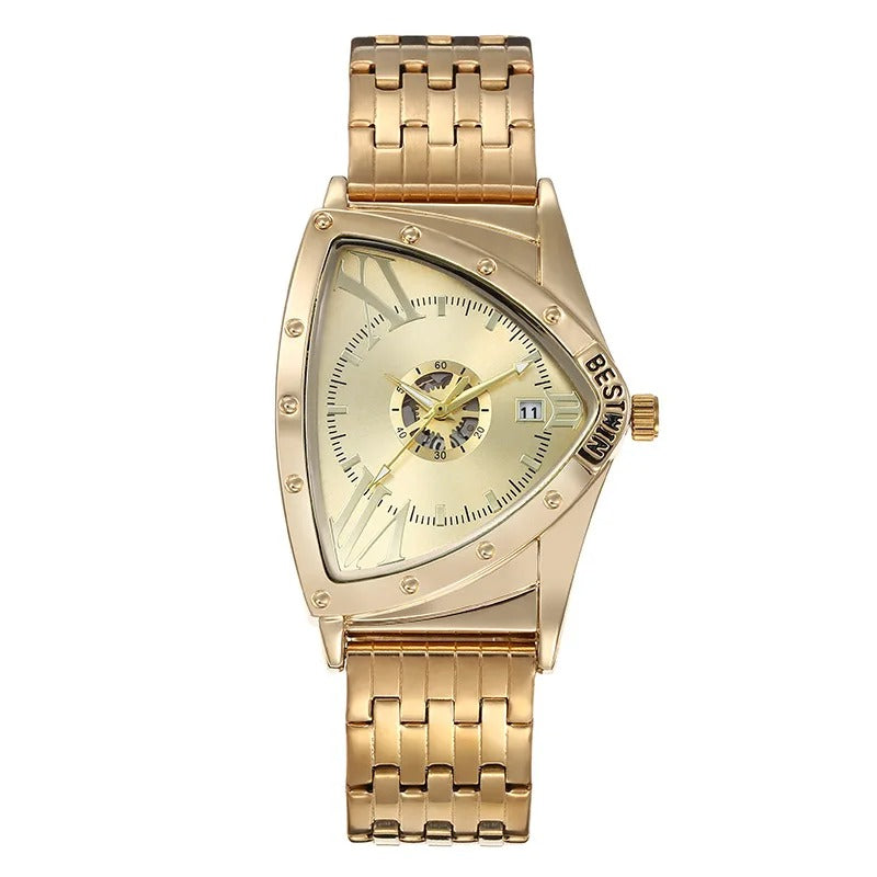 Außergewöhnliche Dreieckige Edelstahl Armbanduhr "Uomo Triangolo d'Oro Quarzo no.4114" - PITANI