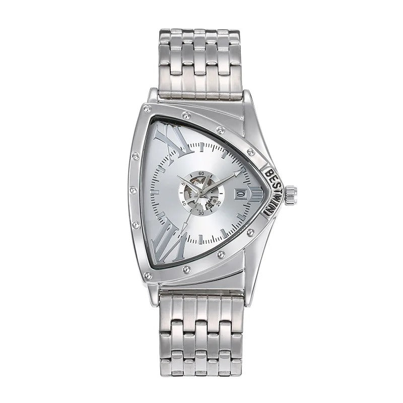 Außergewöhnliche Dreieckige Edelstahl Armbanduhr "Uomo Triangolo d'Oro Quarzo no.4114" - PITANI