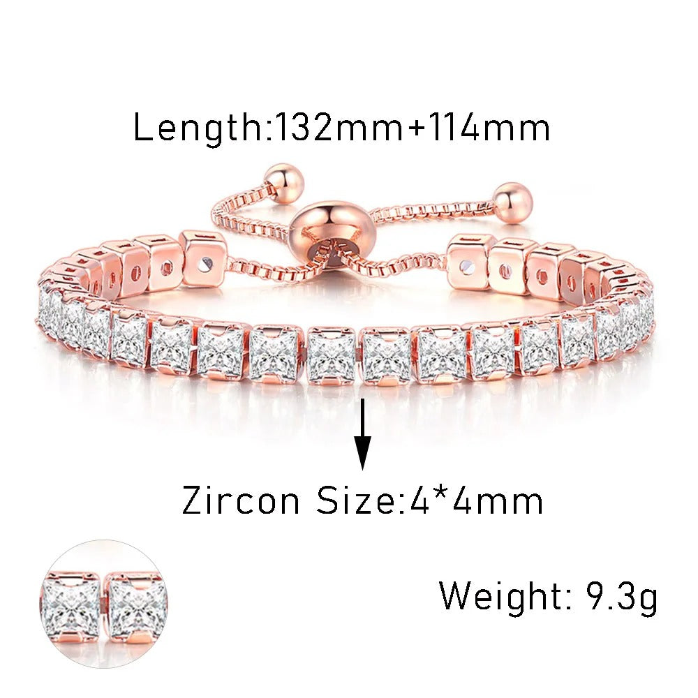 Edelstahl Glitzer Armband "Zircone Trasparente Regolabile no.5304" - PITANI