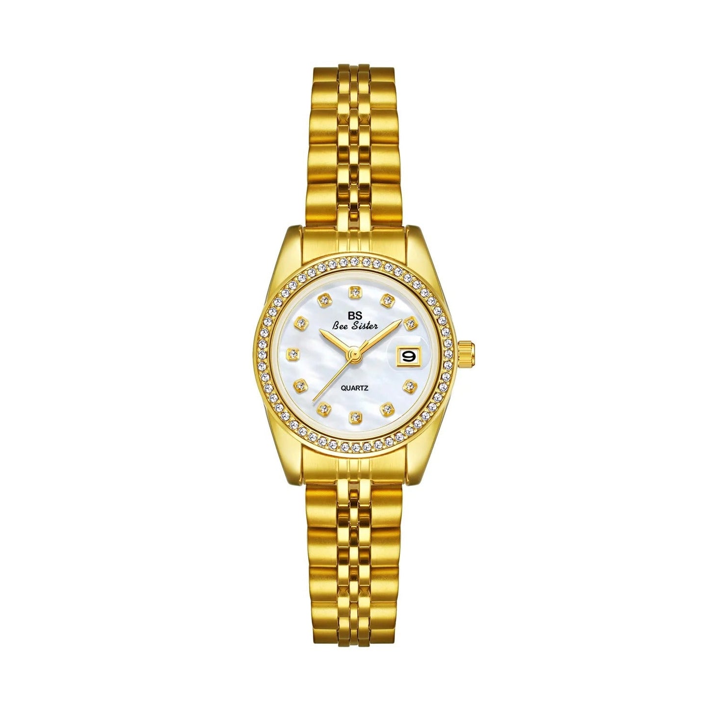 Edelstahl Armbanduhr mit glitzernder Lünette "Orologi Bracciale In Oro no.3158" - PITANI