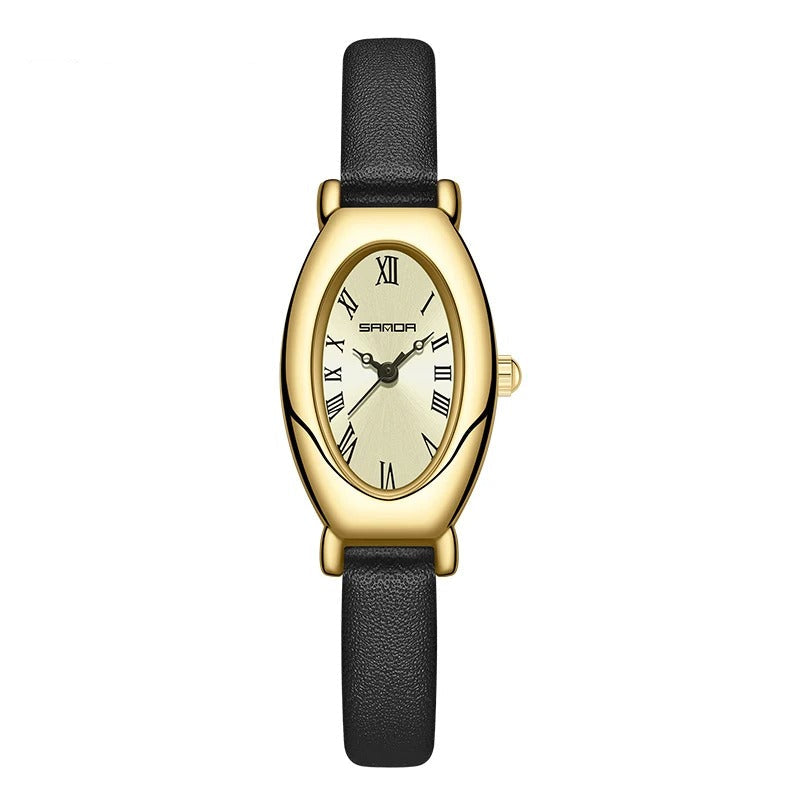 Armbanduhr mit ovalem Ziffernblatt im Vintage Style "Quarzo Alla Moda Da Donna no.3183" - PITANI