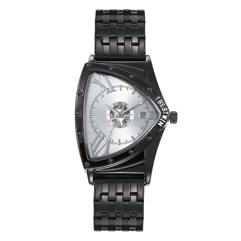 Außergewöhnliche Dreieckige Edelstahl Armbanduhr "Uomo Triangolo d'Oro Quarzo no.4114" - PITANI