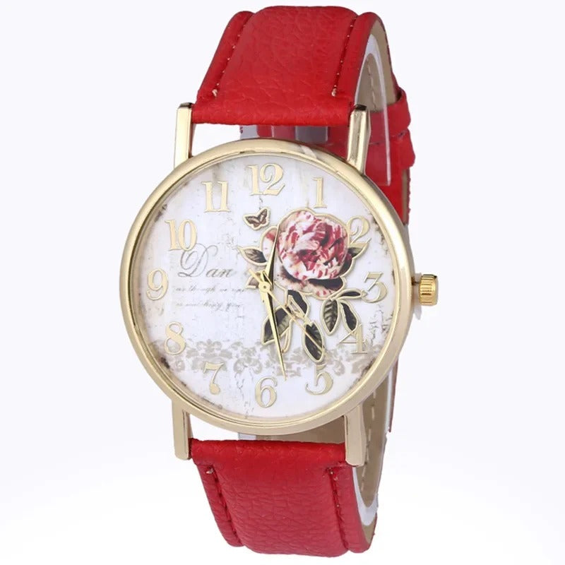 Rosenmotiv Leder Armbanduhr "Guarda Rosa no.314" - PITANI