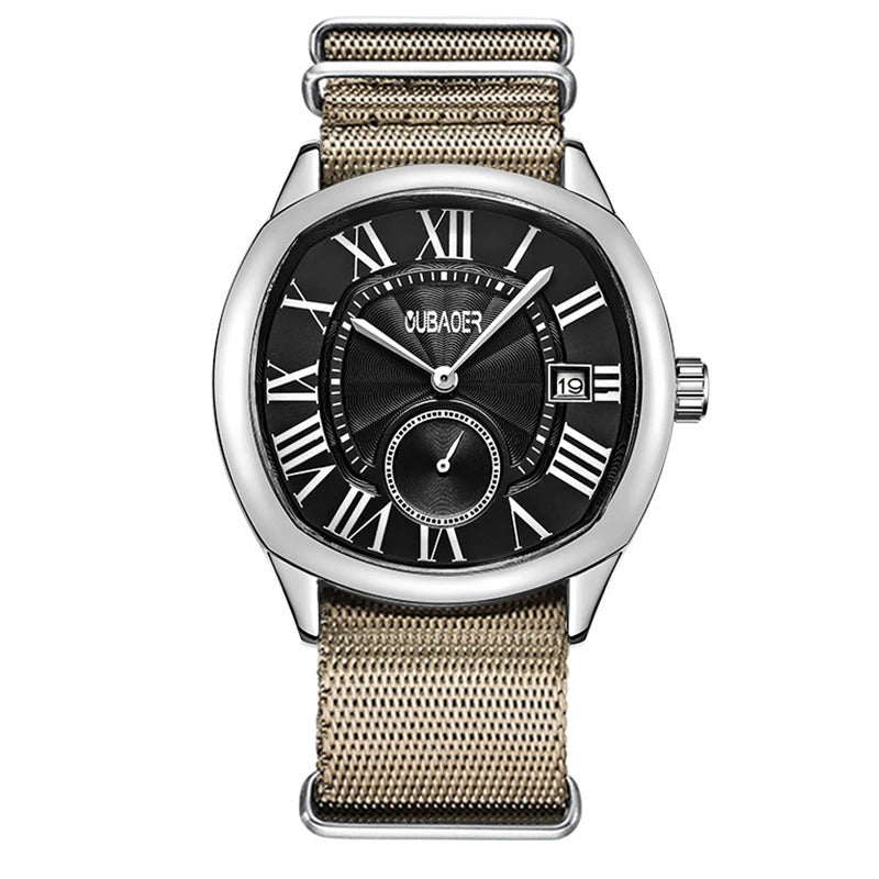 Edelstahl/Stoff Armbanduhr mit außergewöhnlicher Lünette "Orologi Da Polso Da Lavoro no.4150" - PITANI