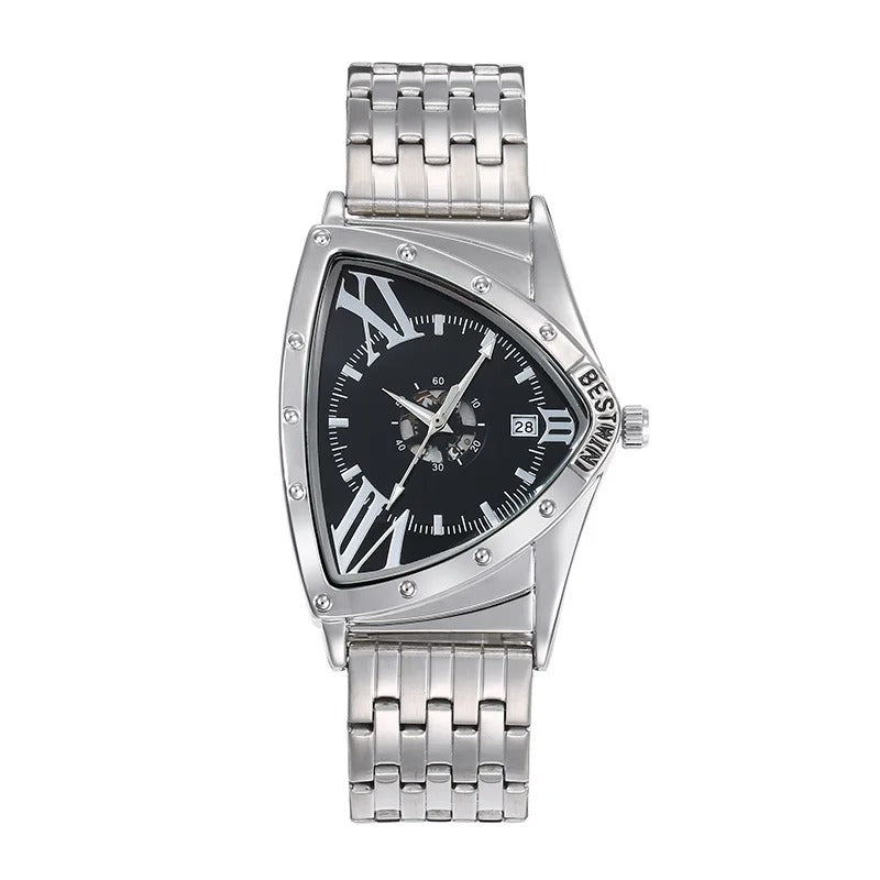 Außergewöhnliche Dreieckige Edelstahl Armbanduhr "Uomo Triangolo d'Oro Quarzo no.4114" - PITANI