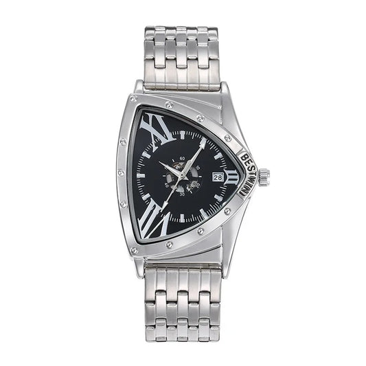 SALE | Außergewöhnliche Dreieckige Edelstahl Armbanduhr "Uomo Triangolo d'Oro Quarzo no.4114" - PITANI