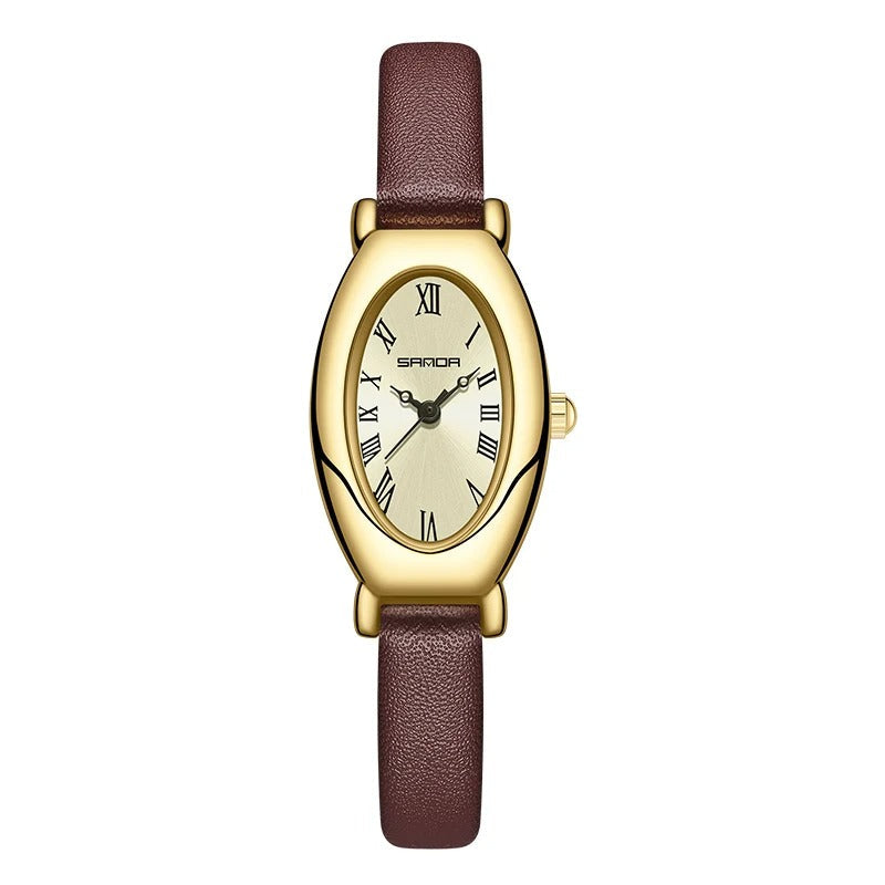 Armbanduhr mit ovalem Ziffernblatt im Vintage Style "Quarzo Alla Moda Da Donna no.3183" - PITANI