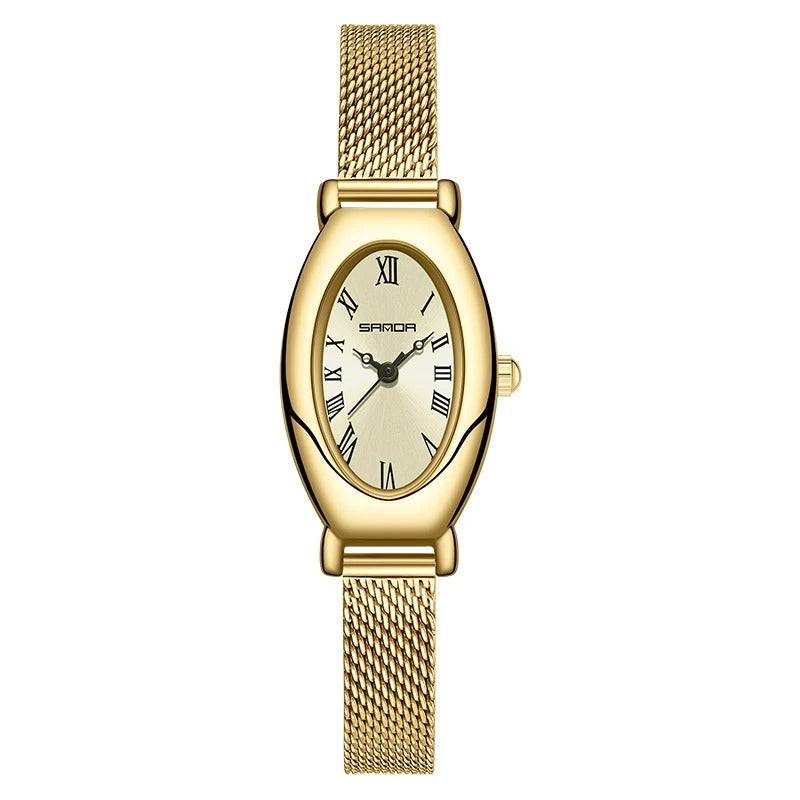 Armbanduhr mit ovalem Ziffernblatt im Vintage Style "Quarzo Alla Moda Da Donna no.3183" - PITANI