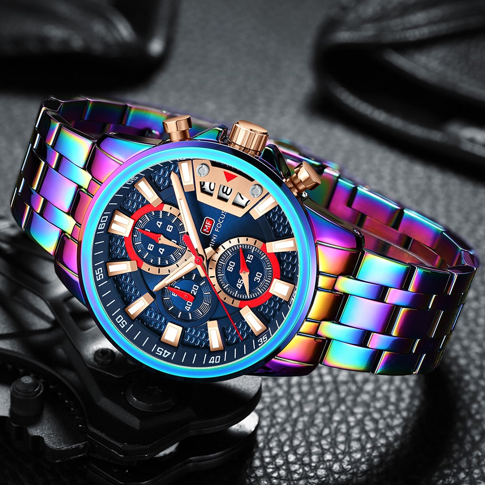 Regenbogen Edelstahl Armbanduhr "Colore Arcobaleno no.384" - PITANI