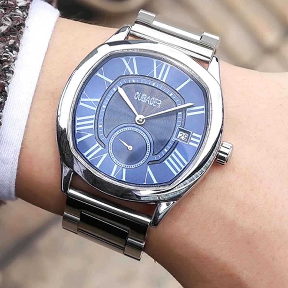 Edelstahl/Stoff Armbanduhr mit außergewöhnlicher Lünette "Orologi Da Polso Da Lavoro no.4150" - PITANI