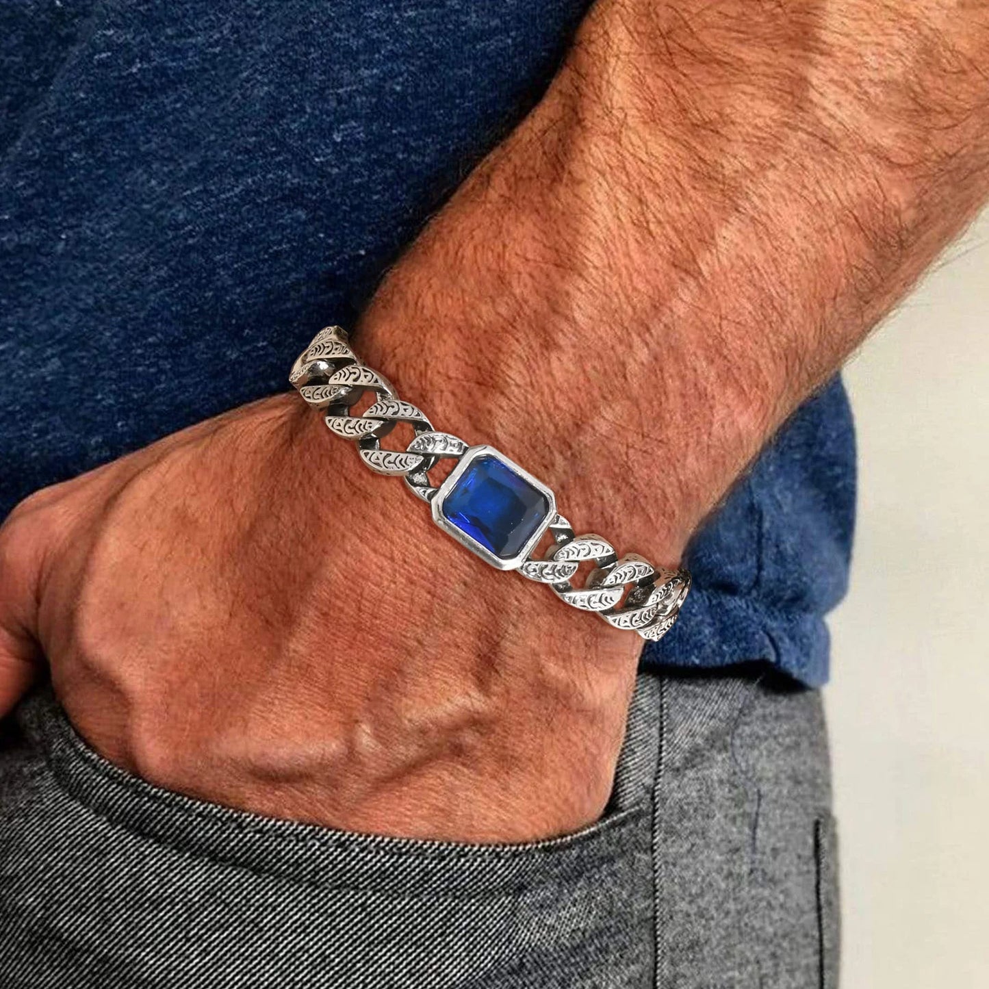 Edelstahl Armband "Belle con mi Pietra Blu no.528" - PITANI