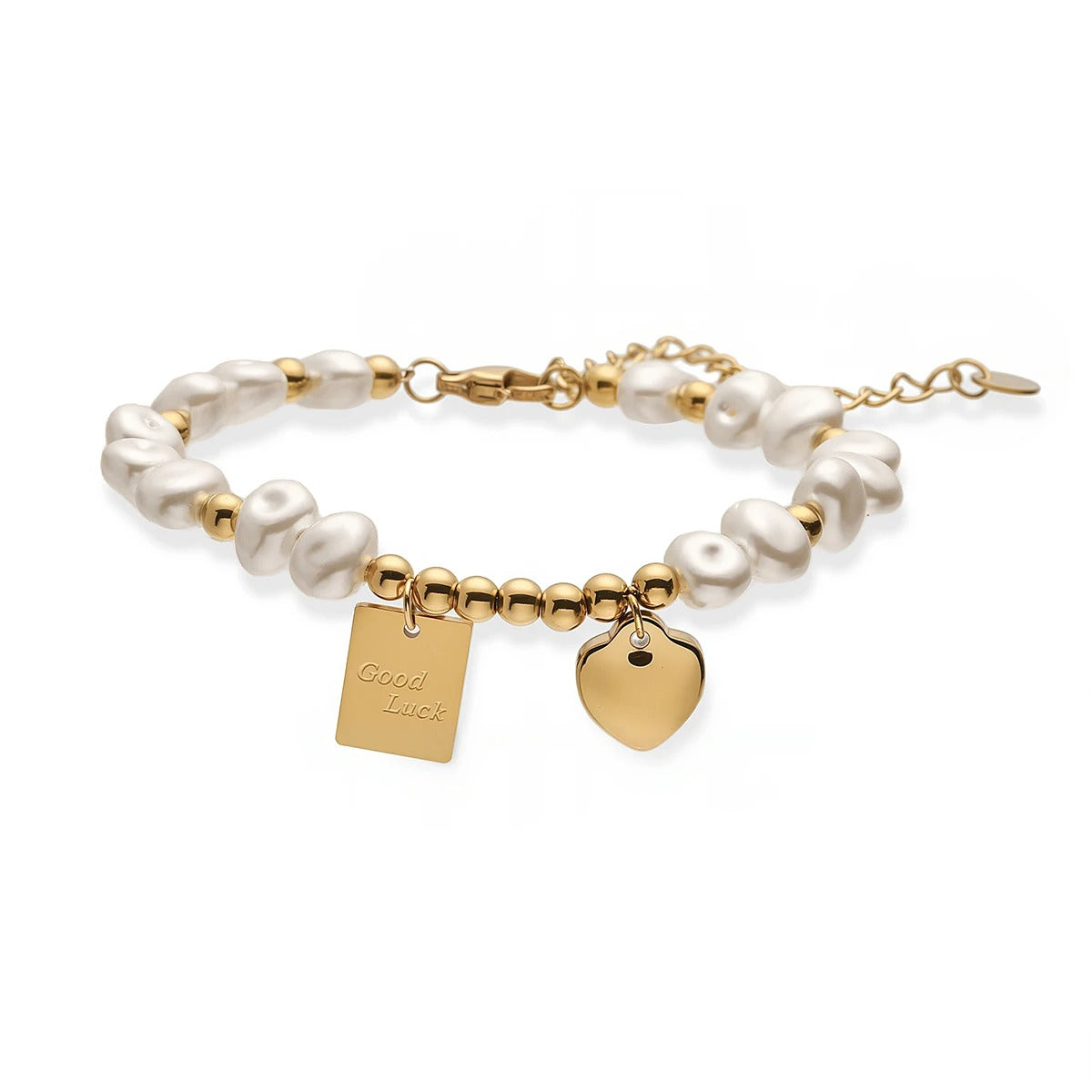 Edelstahl Perlen Armband mit Good Luck Gravur "Non sbiadisce no.5225" - PITANI