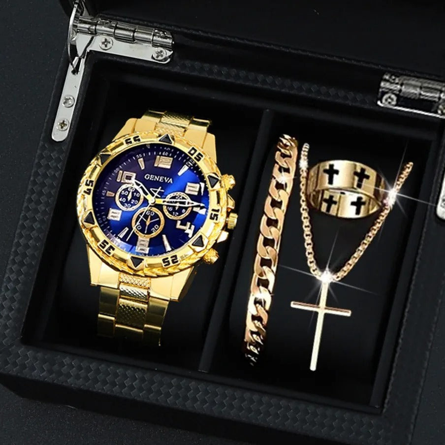 4-teiliges Uhren-Schmuckset mit Kreuz Stil „Collana Con Accessorio Bracciale No.6807“ - PITANI