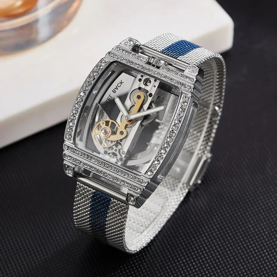 Durchsichtige Glitzer Automatik Armbanduhr "Orologi Meccanici Automatici no.459" - PITANI
