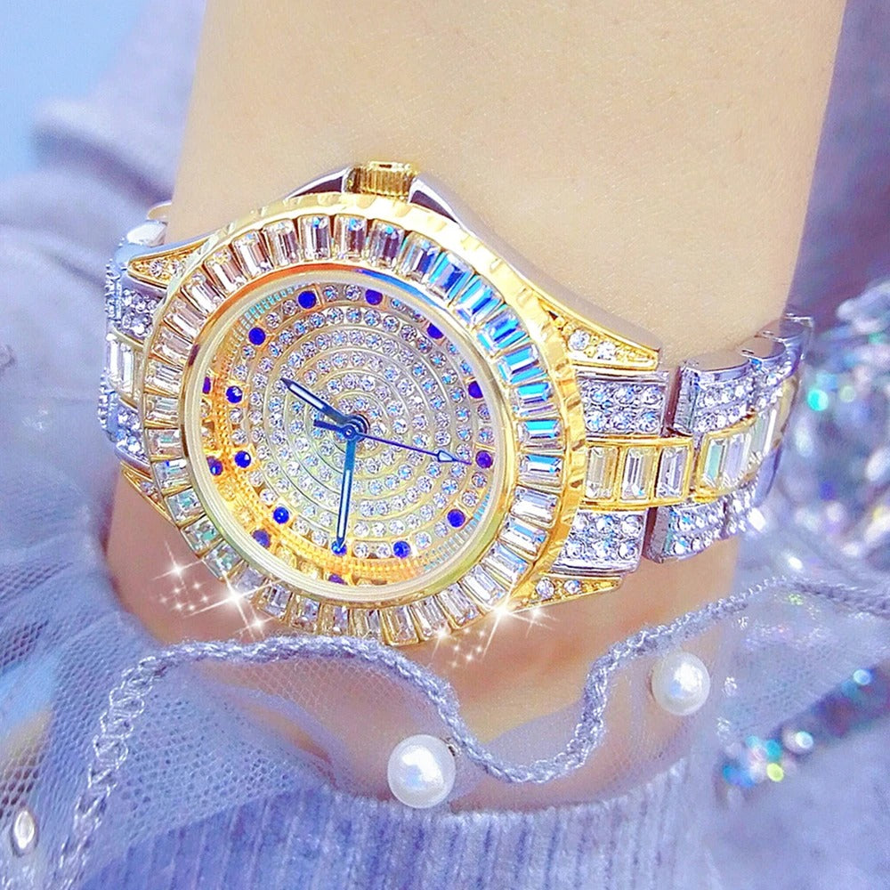 Edelstahl Glitzer Armbanduhr "Orologio Con Diamanti In Oro no.3160" - PITANI