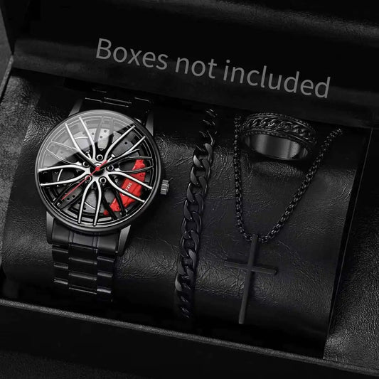 4-teiliges Felgenuhr-Geschenkset „Set Di Gioielli Con Orologi Da Polso No.6812“ - PITANI