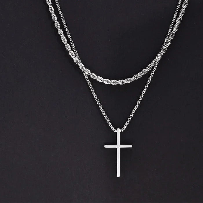 Edelstahl Kreuz Halskette "Ciondolo croce semplice no.4233" - PITANI