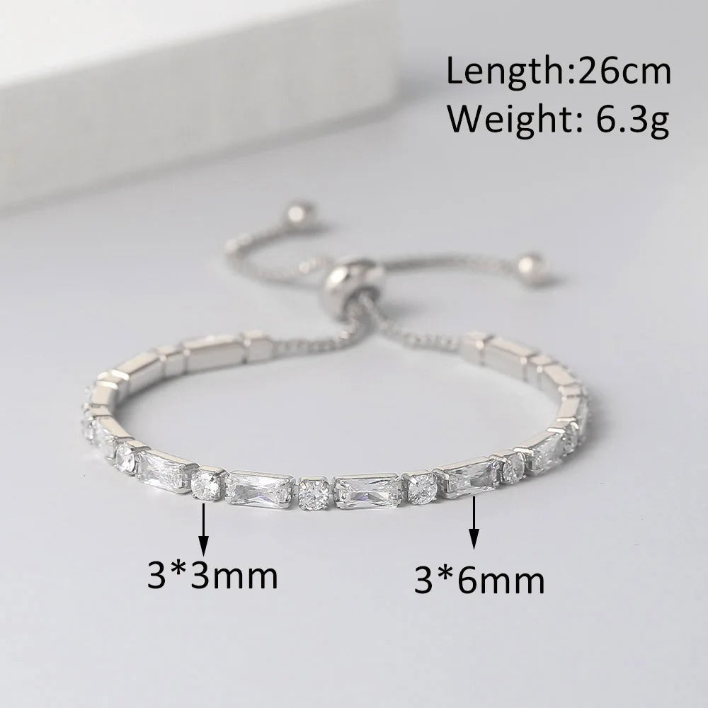 Edelstahl Glitzer Armband "Zircone Trasparente Regolabile no.5304" - PITANI