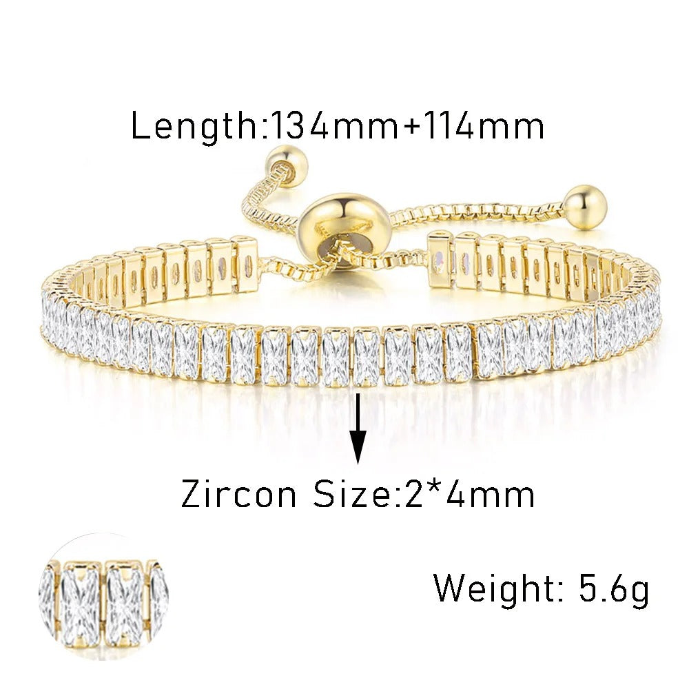 Edelstahl Glitzer Armband "Zircone Trasparente Regolabile no.5304" - PITANI