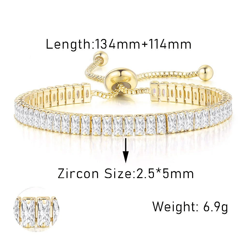 Edelstahl Glitzer Armband "Zircone Trasparente Regolabile no.5304" - PITANI