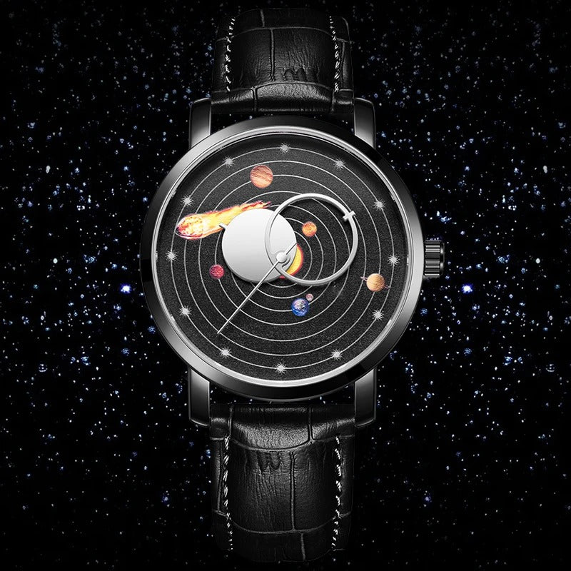 Leder Sonnensystem Optik Armbanduhr "Orologi Da Uomo Solari no.468" - PITANI