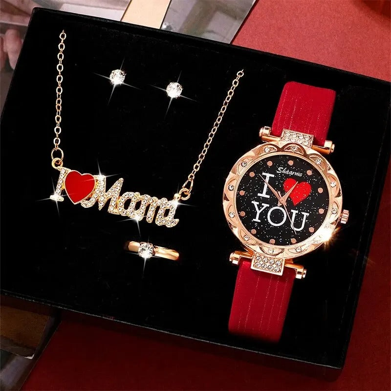 5-teiliges Uhren-Schmuckset Geschenkset für Mama „Set Di 5 Orologi Da Donna No.6802“ - PITANI